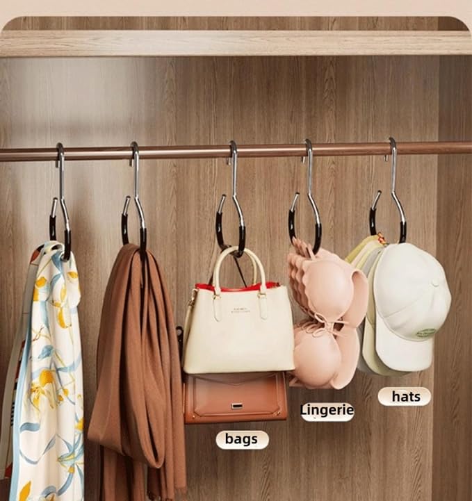 10 Pack Hat Hangers for Closet - Nonslip Space Saving Steel Hat Rack for Baseball Caps, Versatile Hanger Organizer for Belts, Vest, Ties and Scarves (Black)