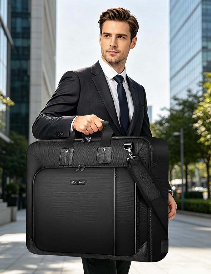 Noozion Garment Bag for Travel, Large Carry On Suit Bag for Business Up to 3 Suits, Wrinkle Free Garment Bag for Hanging Clothes with Shoulder Strap, Laptop Compartment, and Wet-Dry Pocket