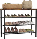 4-Tier Metal Shoe Rack with Wood Top - Durable & Space-Saving Shoe Organizer,Industrial Shoe Organizer Shelf Bench Storagefor Closet Entryway, Bedroom & Hallway - Bronze+Black 28.5 W × 25.5" H