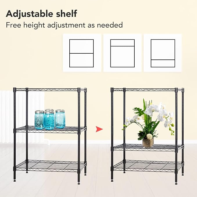 Meet perfect 3-Tier Metal Shelving Unit, 30.2" H x 13.2" W x 23" D Adjustable Wire Rack, 450 lbs Heavy Duty Storage Organizer for Kitchen, Garage, Pantry, Laundry