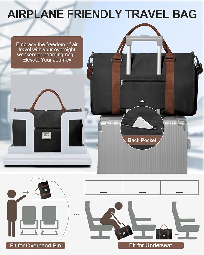 Gym Bag Womens Mens with Shoes Compartment and Wet Pocket Travel Duffel Bag for Women for Plane Sport Gym Tote Bags Swimming Yoga Waterproof Weekend Overnight Carry on Bag Hospital Holdalls