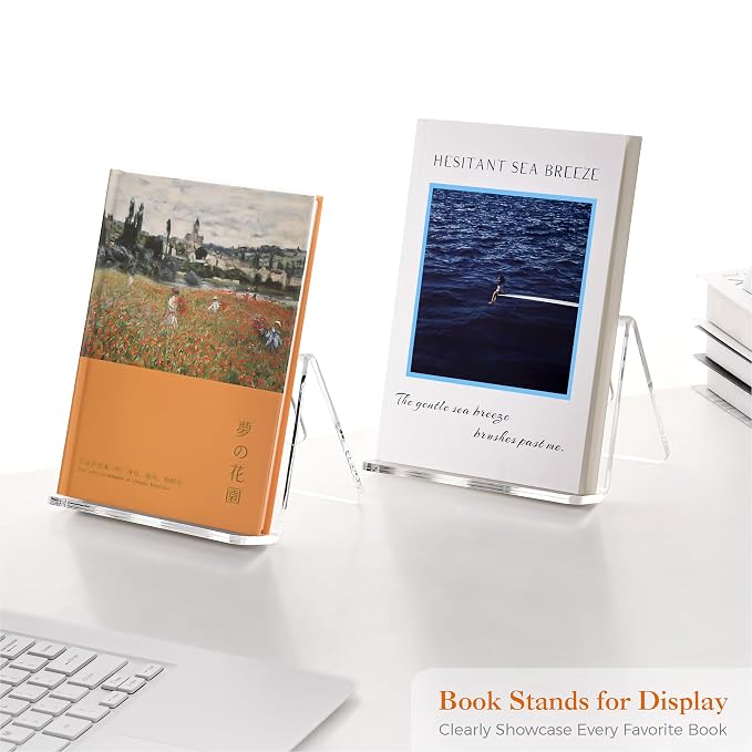 YUXUN Acrylic Book Stand,6Inch 2PC Clear Acrylic Display Easel,Book Display Holder,Display Stand for Books,Magazines,Postcards,Artworks,Pictures,Phone,Tablet