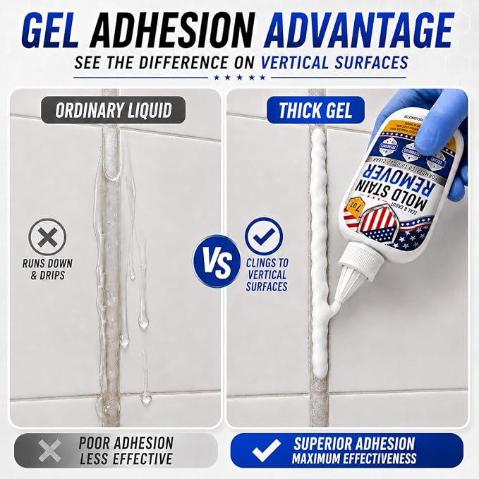 7 FL OZ Mold Stain Remover Gel, Help Remove Black Stain Buildup, Cleaning Gel for Tile Grout, Shower Caulk, Sink, Washing Machine Seals, Dishwasher & Refrigerator Gaskets, Household Cleaning Solution