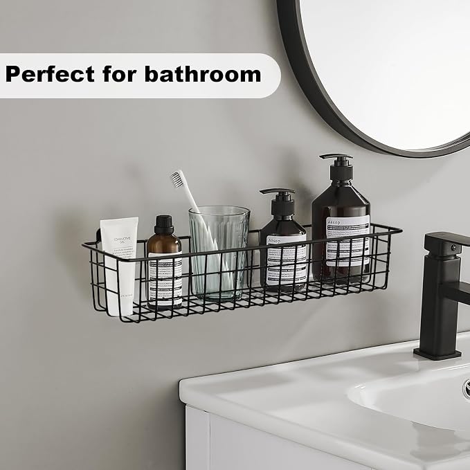 Spice Rack Organizer Wall Mount, 4 Pack Black Seasoning Rack Wire Storage Baskets for Wall or Cabinet Door in Kitchen and RV