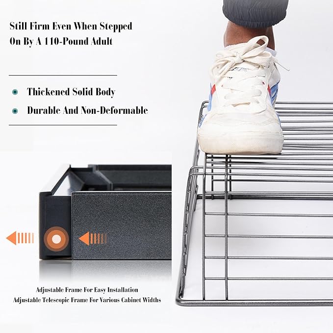 Pull-out Clothes Storage Basket,Stackable Shelf Baskets Organizer,Stackable Storage Bins with Slide Rails,for Wardrobe and Closet Drawer in Bedroom Office(Black,29.92-31.88in)