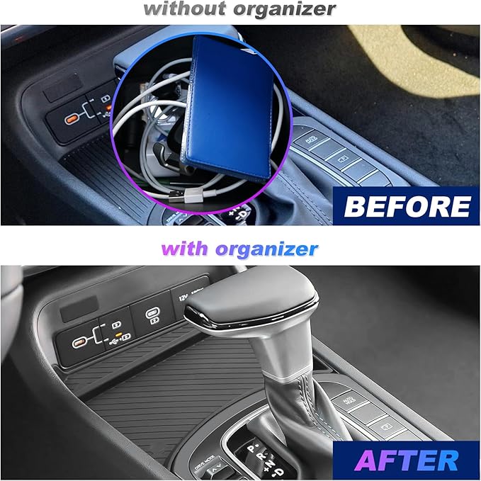 SXCY for 2024 2025 2026 Hyundai Kona Front Console Organizer for 2024-2026 Hyundai Kona Accessories Console Storage 2026 Kona Console Organizer [Only Fit 24+ Kona Gas SE SEL with Manual Shift Handle]