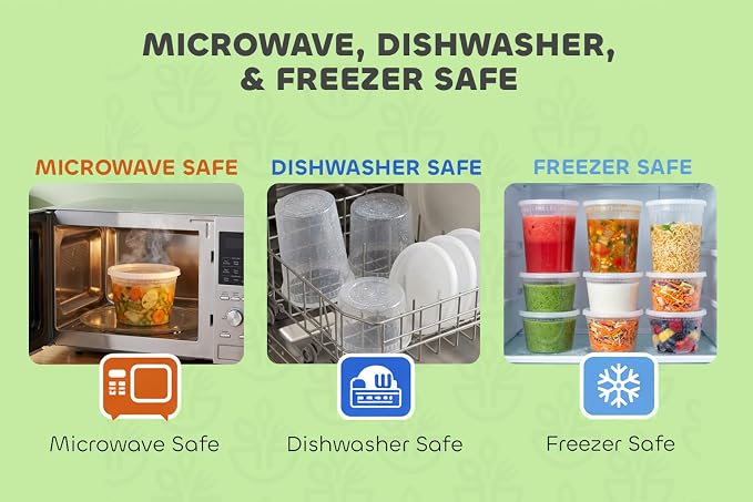 144 Sets Plastic Deli Containers with Lids - 16oz Pint & 32oz Quart | Leak Proof, Microwaveable, Dishwasher & Freezer Safe - Plastic Food Storage, Meal Prep, Restaurant & Soup Containers
