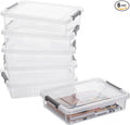 Citylife 6 PCS Clear Plastic Container Clip Box with Latching Lids, Stackable Document Paper Protectors Organizer Container for Office, Home, and School Supplies