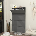 GREATMEET Black Shoe Cabinet Storage for Entryway, Narrow Shoe Cabinet for Entryway Slim, Wall Mounted Metal Hidden Shoe Organizer with 4 Flip Drawers