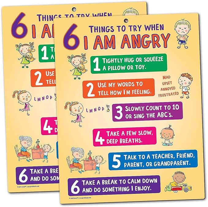 ZOCO – Behavior Management Chart (2-Pack) – Anger Control & Coping Tools for Kids – Home & School Calm Down Corner Supplies – Laminated Card with Magnets, 8.5" x 11"