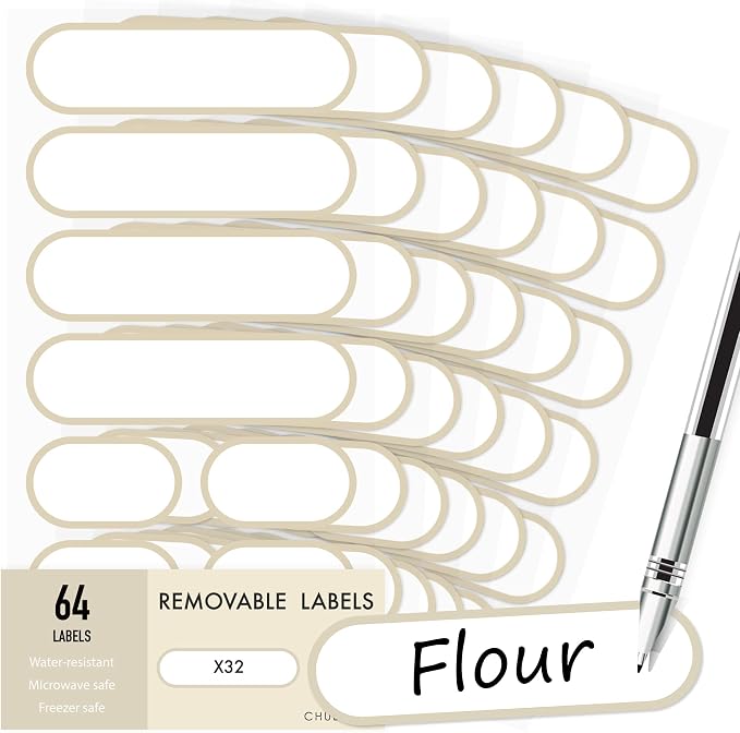 Waterproof Kitchen Labels for OXO POP Food Storage Containers and Home Organization, Pack of 64