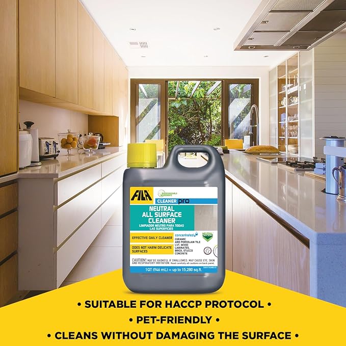 FILA Surface Care Solutions, CLEANER PRO, Neutral All Purpose Cleaner, Highly Concentrated - Up to 40 Washes, 1 QT