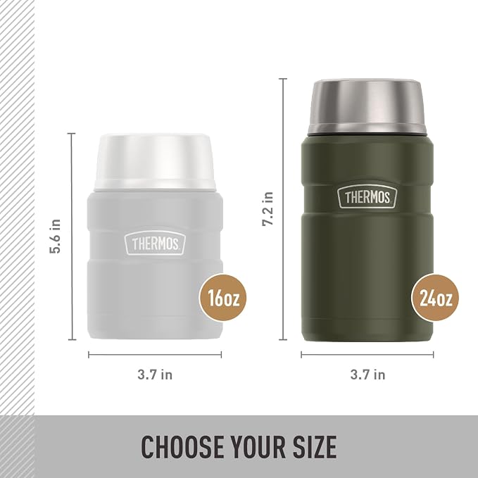 THERMOS Stainless King Vacuum-Insulated Food Jar, 24 Ounce, Matte Army Green