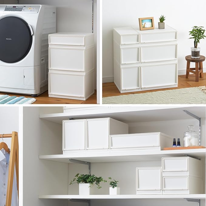 SANKA D2SC-LSWH Module Case Freely Combined, Drawer Storage Case, Slim L, White, Mix and Match Drawer Storage Case, Slimming Drawers, Snap Closing, Rubber Stopper, Locking Mechanism Stays Even Stable, Made in Japan, Storage Box, Clothes Case, Small Ite...
