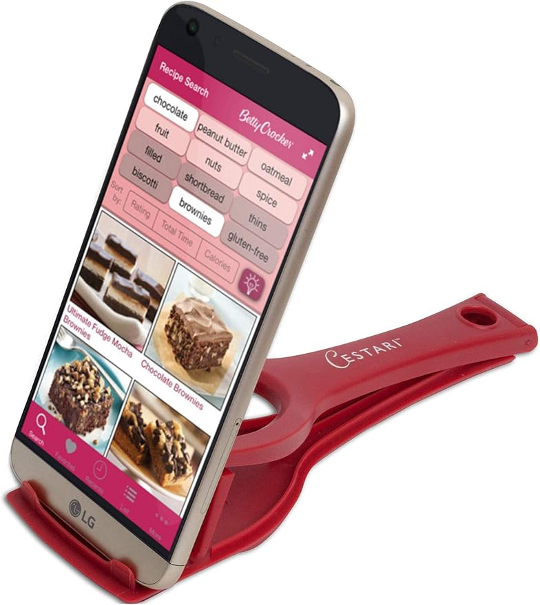 Cestari Recipe Holder Stand for Smartphones and Tablets, Keep Your Phone, Kindle, or iPad Convenient While Cooking - Original Kitchen Gadget Phone and Tablet Stand