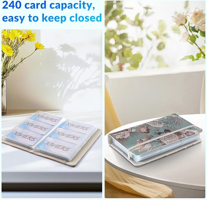 Pu leather business card organizer， 240 Capacity business card holder organizer，Credit card holder for women and men
