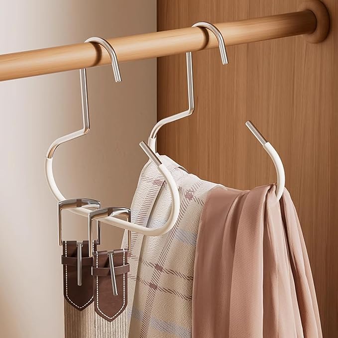 16 Pack Scarf Hangers, Non-Slip Metal Closet Organizers with Grip | Metal Ring Hangers Scarf Storage Organizer with Non-slip Coating for Hanging Scarves Belts Hats Purses Ties and Tank Tops