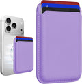 Magnetic Wallet Phone Card Holder for Phone Case with Mag-Safe, Stronger Magnetic RFID Leather Phone Wallet Stick on Series of iPhone 17/16/15/14/13/12 and Pro/Promax, Lavender