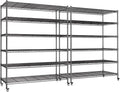 AIRAJ 6 Tier Wire Shelving 2 Pack | 46”W Storage Shelves with Wheels | 3600 LBS Metal Shelving Heavy Duty | Garage Shelving Units and Storage | Wire Rack Adjustable Layer Height | 46”W×18”D×80”H