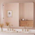 TETOTE 48 x 36 White Mirror for Bathroom Metal Frame Wall Mounted Rectangle Mirror for Vanity with Sandy Textured Surface(Horizontal/Vertical)