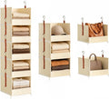 DIMJ Hanging Closet Organizer - 5-Tier Modular Hanging Shelves with Zippers Hooks, Collapsible Baskets for RV, Dorm, Small Spaces, Fabric Storage Bins for Clothes, Handbags