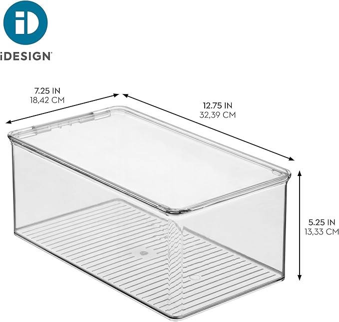 iDesign Stackable Shoe Box with Hinged-Lid, Set of 2, Clear | For Wedges or Sandals, Made in USA