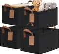 CHICVITA 4 Pack Storage Baskets for Shelves, Collapsible Fabric Closet Storage Bins with Metal Frame, Towel Organizer for Living Room, 14.8" x 10.3" x 8.3", Black