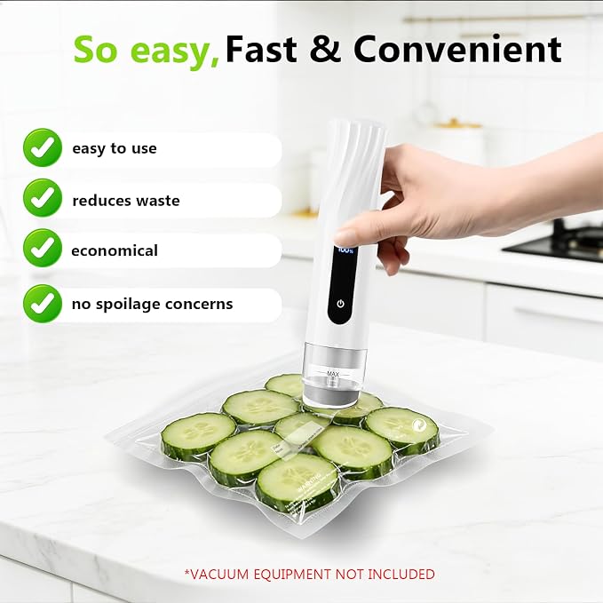 Reusable Vacuum Sealer Bags for Food – 30 Pack 10.2 * 11 Inches, Leak-Proof & BPA-Free, Includes 3 Free Bag Clips, Ideal for Food Storage, Freezer & Handheld Vacuum Sealer Compatible | Leak-Proof