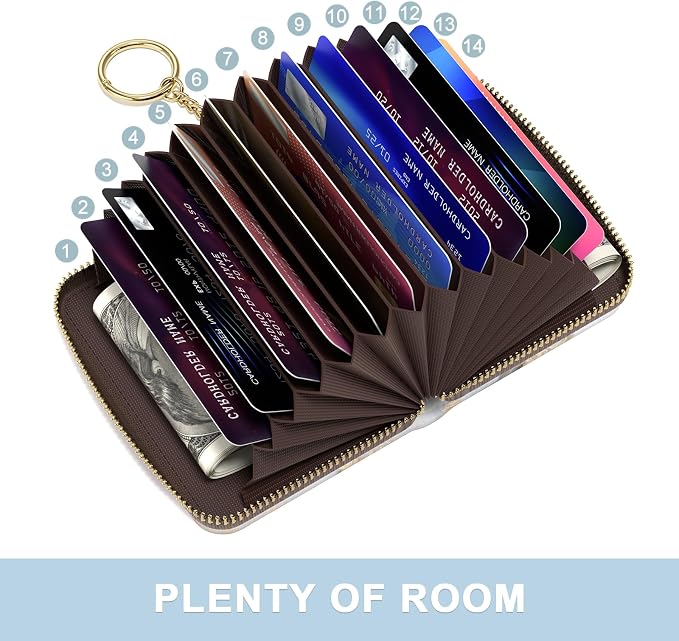 Aiawoxc Credit Card Holder, Small RFID Wallet Slim Leather Card Organizer Case with Zipper and Wristlet Strap, Grey Marble
