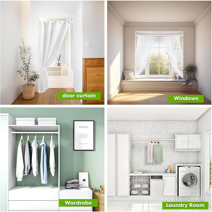 Tension Curtain Rod No Drilling 2 Pack Tension Rods for Windows 28 to 48 inch Adjustable Curtain Tension Rod Expandable Spring Pressure Rods For Closet, Door, Kitchen, Doorway