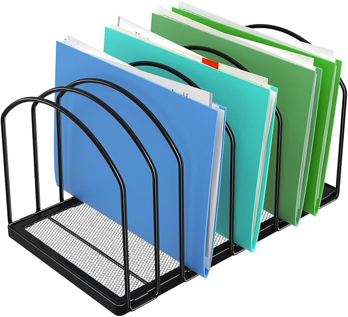 Simple Trending 9 Section Metal File Sorter Organizer, Black | Vertical Layout, Multi-Functional, Metal File Rack for Desk Home Office, 13.25"D x 8.25"W x 7.5"H