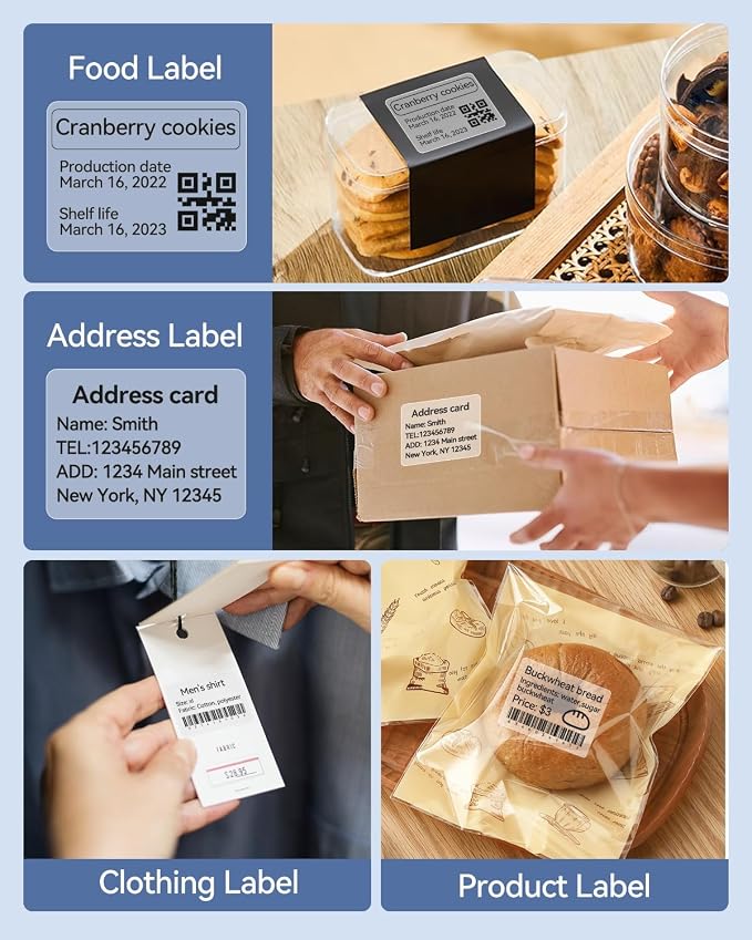 NIIMBOT 3 Roll Set Labels, 1.6" X 1.2" (40x30mm) Waterproof Thermal Label | Clear Label for B1/B21/B31 Label Maker, for Kitchen Jar/Address/Barcode/Travel Bottle