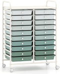 GOFLAME 20-Drawer Rolling Storage Cart, Art Craft Organizer Cart, Mobile Utility Storage Cart with Removable Drawers & Lockable Wheels, Craft Cart for Home Office School, Green Gradient