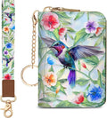 Blusabaca Women Credit Card Holder, Small RFID Wallet with Wristlet Strap | Removable Keychain, Case with Zipper, Vegan PU Leather, Cash Coin Pocket, Business Accordion Purse, Ladies Female Gift