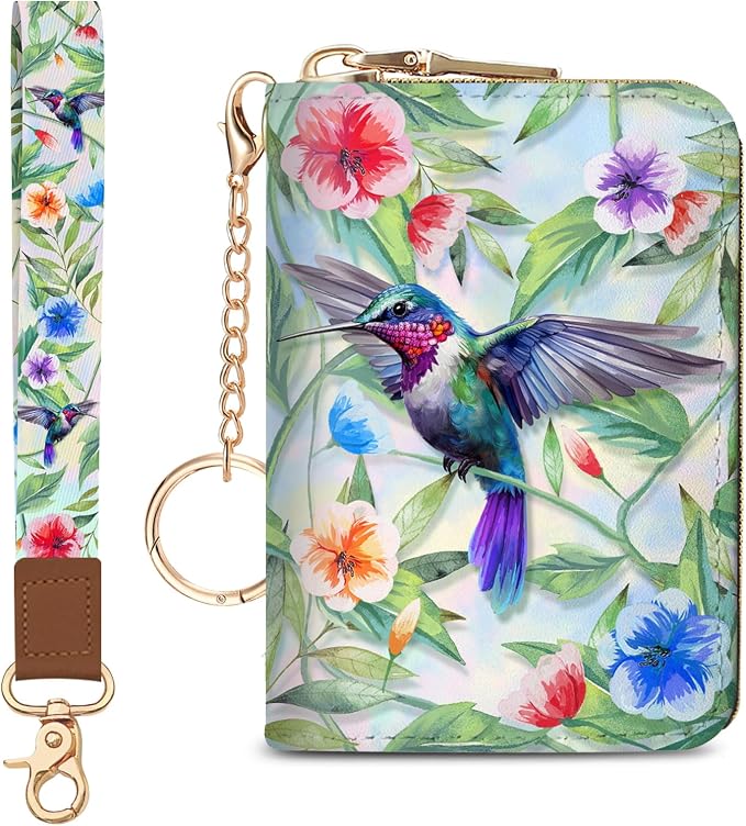 Blusabaca Women Credit Card Holder, Small RFID Wallet with Wristlet Strap | Removable Keychain, Case with Zipper, Vegan PU Leather, Cash Coin Pocket, Business Accordion Purse, Ladies Female Gift