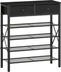 YATINEY 5 Tier Shoe Rack, Large Capacity Shoe Storage Organizer, Metal Shoe Shelf with Drawer and Wooden Top, for 20 Pairs of Shoes, for Entryway, Closet, Black SS25BB