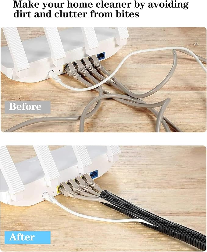 1/2 Inch Wire Loom Split Tubing - 10 ft Cord Protector Electric Wires Covers, Automotive Wire Flexible Conduit, Plastic Wire Cover