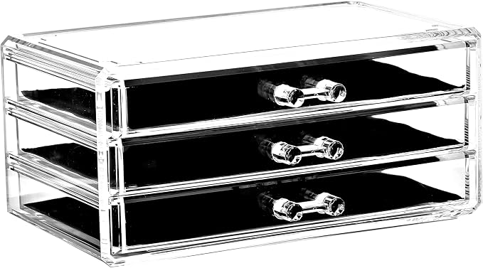 Ikee Design 5 Pcs Set Acrylic Makeup Organizer with 15 Drawers and Removable Top Lipstick Holders, Ideal for Make-up, Accessories,Enhance Your Vanity or Bathroom with Clear Design for Quick Visibility