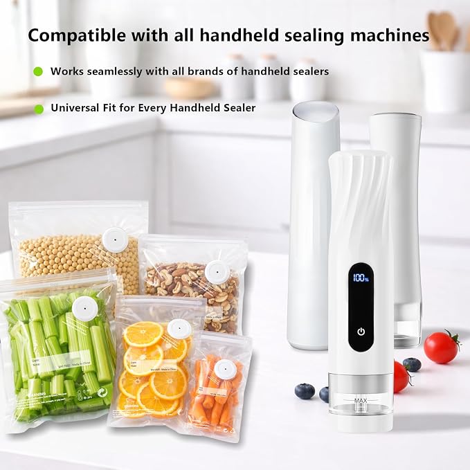 Reusable Vacuum Sealer Bags for Food – 30 Pack 10.2 * 13.4 Inches, Leak-Proof & BPA-Free, Includes 3 Free Bag Clips, Ideal for Food Storage, Freezer & Handheld Vacuum Sealer Compatible | Leak-Proof
