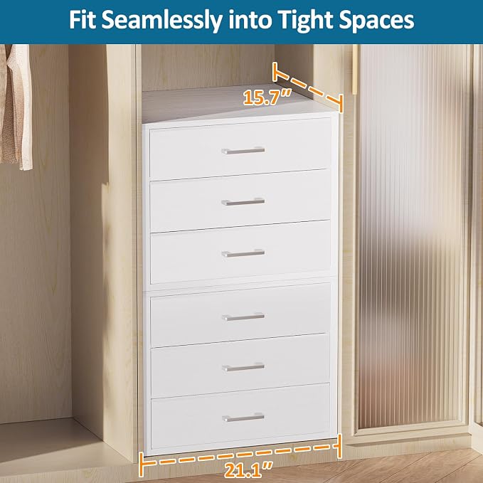 3 Fabric Drawer for Closet Storage: Stackable Dresser Short Drawers for Clothes Organizer, Low Modular Chest Cabinet for Inside Closet Bedroom Wardrobe Nursery & Small Spaces, White