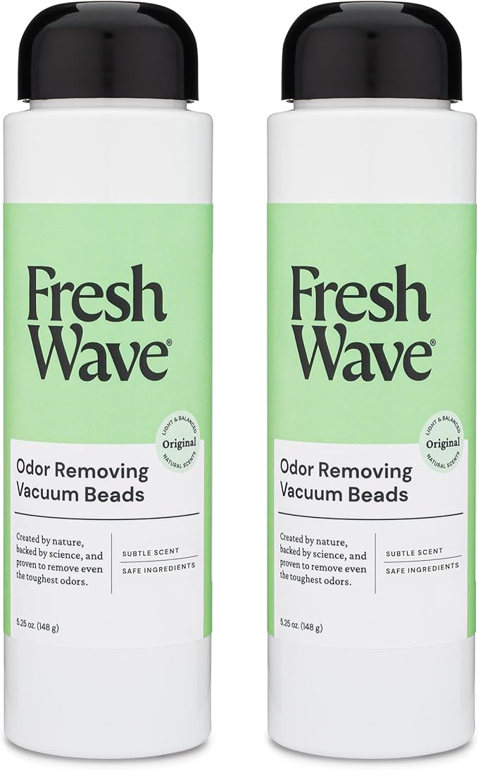Fresh Wave Vacuum Odor Eliminating & Deodorizer Beads, 5.25 oz. | Pack of 2 | Safer Odor Relief | Natural Plant-Based Odor Eliminator | Odor Absorbers for Home | Keeps Vacuum Fresh Between Uses