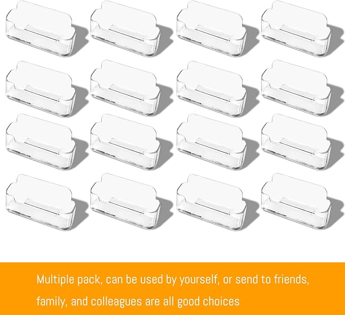 16 Pack Clear Business Card Holder for Desk, Plastic Business Card Display Desktop Acrylic Business Card Stand for Office, Exhibition Booth