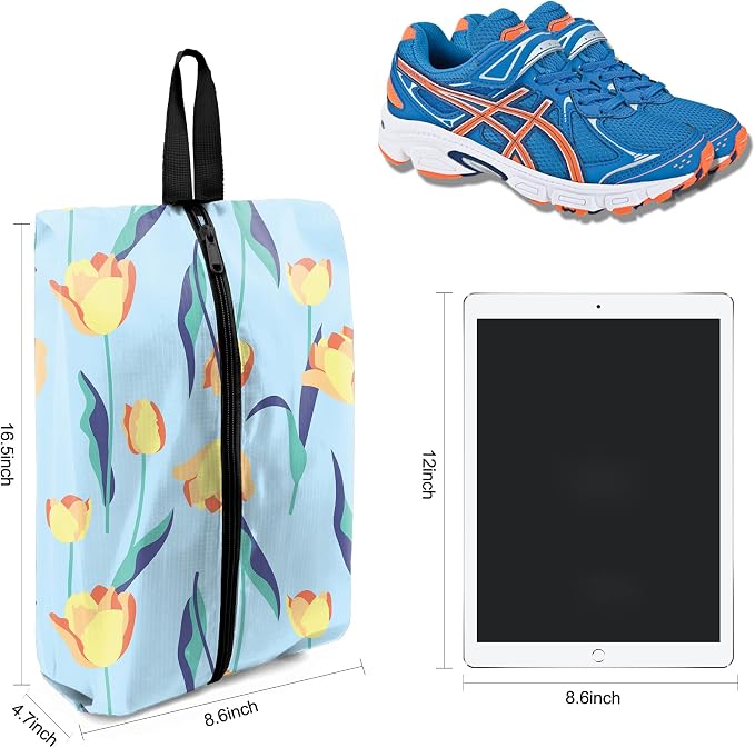 BeeGreen Shoe Bags 6 Pack Flower Design for Travel with Handle as Packing Organizers for Suitcase and Luggage | Portable Nylon Storage Accessories for Vacations, Essential Gifts for Women and Men