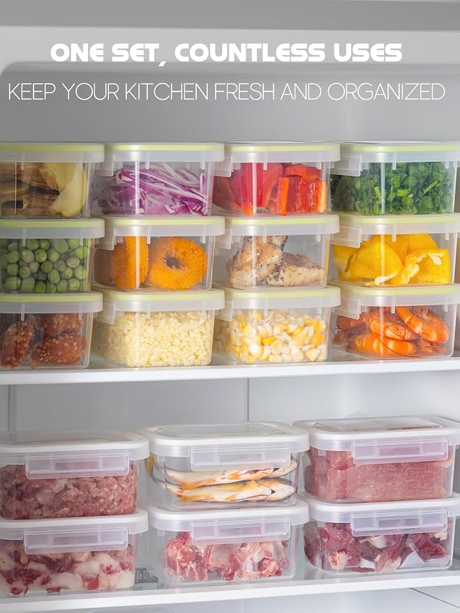 LivLab Mker 13 Sets Food Storage Containers with Lids - Reusable Meal Prep Containers Bpa-Free Freezer Lunch Boxes for Leftovers, Snack, Fruits, Salad (10 Large + 3 Small)
