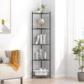 Wisuce Black Tall Corner Shelf Stand, 5-Tier Bamboo Corner Bookshelf | Space-Saving Narrow Corner Shelf | Bathroom Corner Shelf | Shelves for Bedroom, Living Room, Kitchen & Plant Display