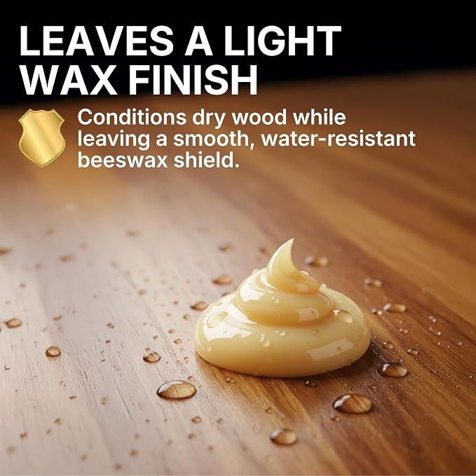 Natural Wood Polish & Conditioner with Orange Oil - Beeswax Furniture Polish and Cleaner, Oil & Wax Blend for Furniture, Cabinets, Tables, Doors & Trim, Enhances Color & Grain, Wood Care, 8 fl oz