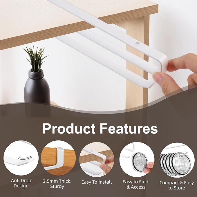 LveSunny Tumbler Lid Organizer,2 Pack Cup Lid Organizer for Yeti Tumbler Lids,Single Water Bottle Lids Organizer Holds Up to 12 Lids, Space Saving Under Cabinet Lid Holder Rack