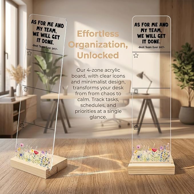 Sticky Notes Monitor Memo Board with Removable Wooden Base We Will Get It Done Inspirational Quote Message Board Portable Sticky Note Holder with 200 Sheets Sticky Notes Teamwork Office Decor Gift