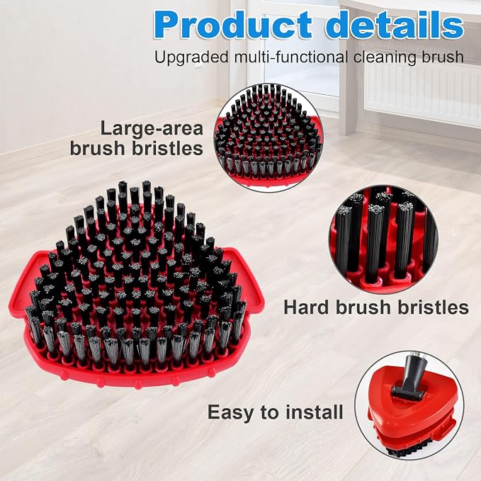 Mop Scrub Brush Head for O-Cedar RinseClean Scrubber Mop Attachment 2-Pack | Upgraded full bristles, no hollow center. Fits O-Cedar RinseClean 2-Tank spin mop. Fits cedar mop replace head scrubber