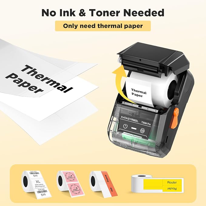 SUPVAN T50M Pro Bluetooth Label Maker Machine with 3 Tapes, Set 1 | Wide Waterproof Label, High Image Quality, App with 30 Fonts and 660+ Icons, Inkless, for School, Home, Small Business